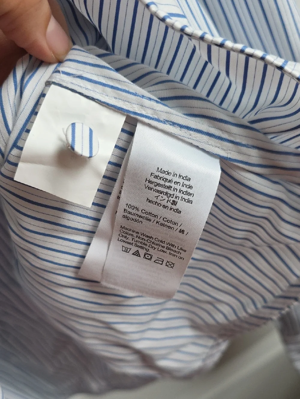 Madewell Puff-Sleeve Button-Up Shirt Blue and White Striped Small G219 - Picture 12 of 12